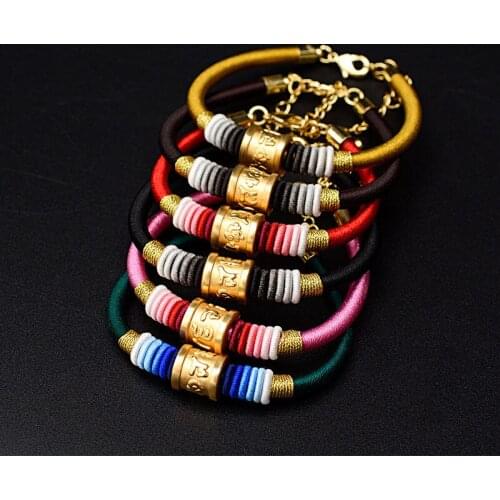 Hot Tibetan Buddhism 925 Silver Sterling Warp Cone Six-word Mantra Braided Bracelet adjustable Bracelet Jewelry
