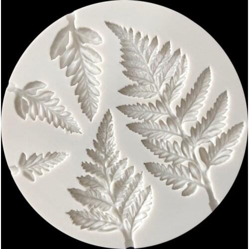 Polymer Cookie Molds Silicone Round Fern Leaf Shape Liquid Fondant Cake DIY Fondant Cake Epoxy Molding Tool Mold