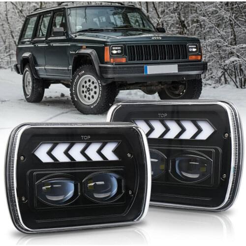 2 Pcs DOT Approved 5 x 7 Inch Rectangular LED Headlights Compatible With Jeep Wrangler YJ Cherokee XJ Off Road Headlamp