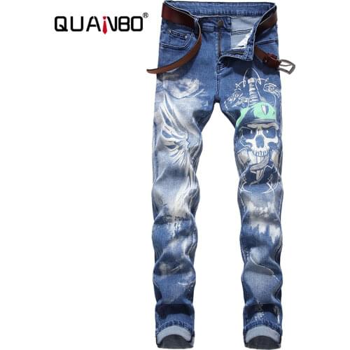 Мужские обтягивающие джинсы QUANBO China At AliExpress