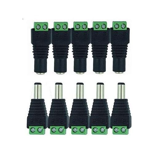 DC Power Plug Connector ,male plug + Female 2.1 X 5.5mm DC Plug Adapter, DC plug for LED strip or CCTV Camera