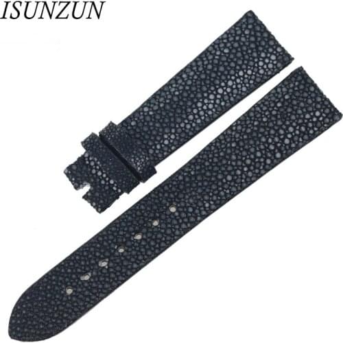 ISUNZUN Both Men And Women Watch Band For Longines/IWC/OMEGA Watch Top Quality Pearl Fish Genuine Leather Watch Strap Customed