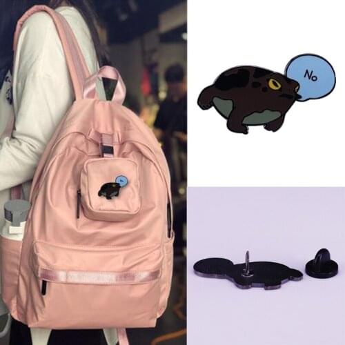 Cartoon Frog Pin Badge Cute Amphibians Funny ''No'' Toad Brooch Jewelry Accessories for Bags Clothes Decoration