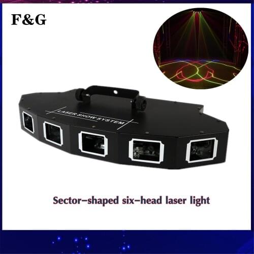 F&G Six Hole RGBWY Laser Show System, Christmas Party Disco Stage Decoration, DMX Laser Lights DJ Equipment Project 500 Meters