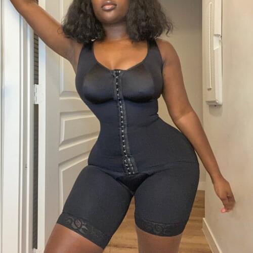 Sculpting Full Body Shaperwear Adjustable Hook And Eye Open Crotch Women Underwear Compression Bodysuit