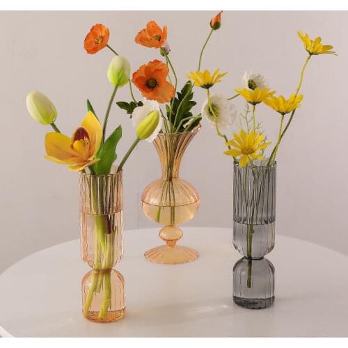 Home Decor Glass Vase Living Room Decoration Plant Pots Decorative Container Plant Hydroponic Desktop Color Transparent Vase