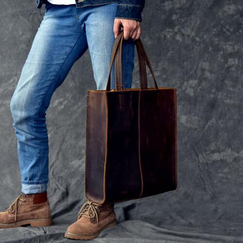 Men Handbags Tote Bag Mens Female Models Large Shoulder Bag Shopping Handbag Classic Style Handmade Genuine Leather Soft