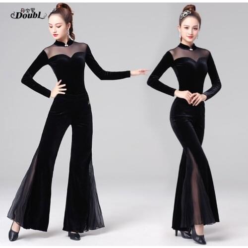 DOUBL etiquette training clothes velvet dancing pants female trousers practice clothes dance aerobics gymnastics clothing