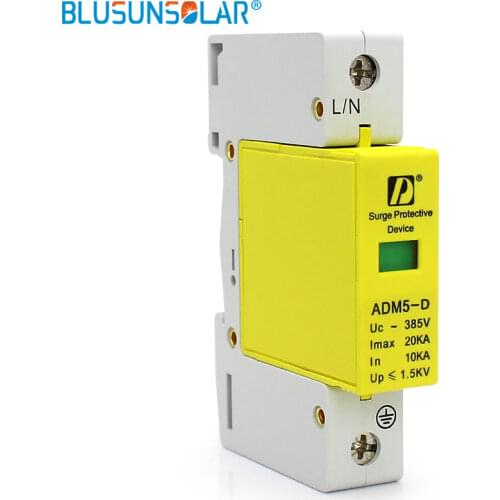 50 pieces / lot 1P 20KA 385V Max Current Household Standard 35mm DIN Rail AC Surge Protection Device Arrester