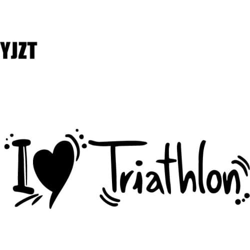YJZT 17.3CM*5.6CM I Love Triathlon Sport Car Sticker Fashion Lovely Car Accessories C31-0481