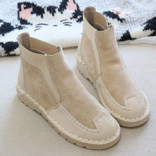 Mori girl literary womens shoes 2020 new handmade soft bottom short boots retro British style ladies ankle boots Chelsea boots