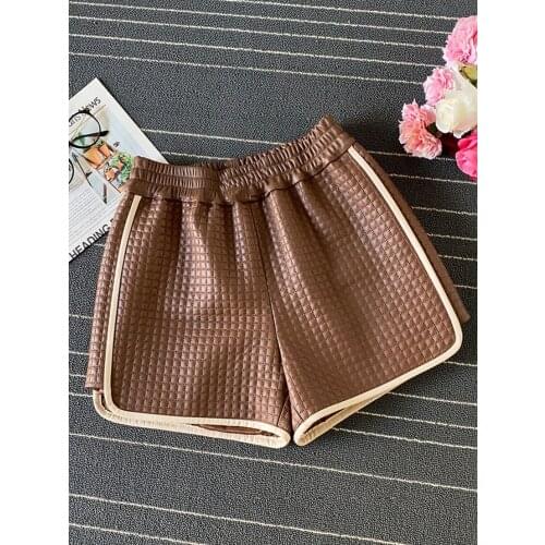 2021FW Autumn New Women High Quality Sheepskin Genuine Leather Casual Luxury Shorts Pants 4 Color For Female