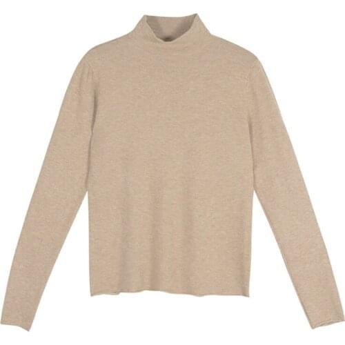 2021 new spring and autumn all-match half-high collar inner base knit sweater Western style ladies sweater top outer wear