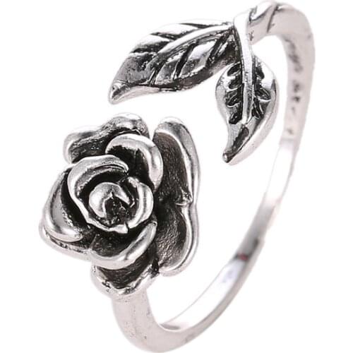 Vintage Jewelry Rings For Women Rose Flower Open Ring Temperament Luxury Wedding кольцо Party Gift Drop Shipping