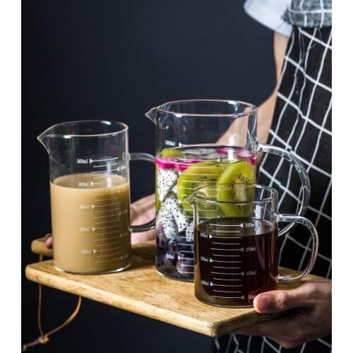 0.35/0.5/1L Measuring Cup With Graduated Scale Jug Pour Spout Kitchen Tool Quality Cup Heat-resistant Glass Milk Mug Baking Cup