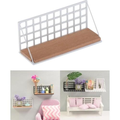 1/12 Dollhouse Miniature Furniture Floating Shelves Wall Mounted Rustic Bookshelf Bedroom Decor