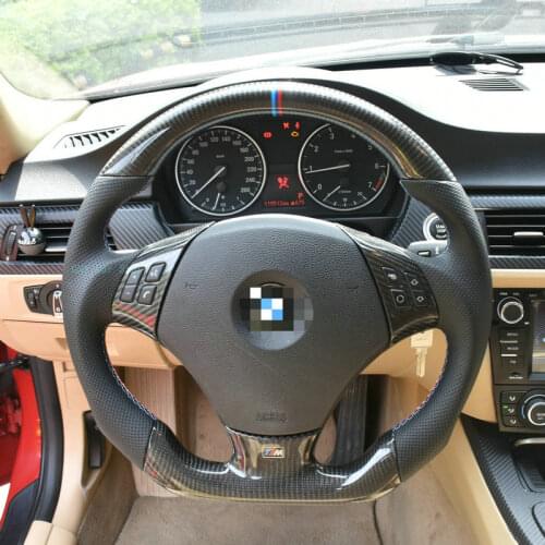 100% Real Carbon Fiber Car Leather Steering Wheel For BMW E90