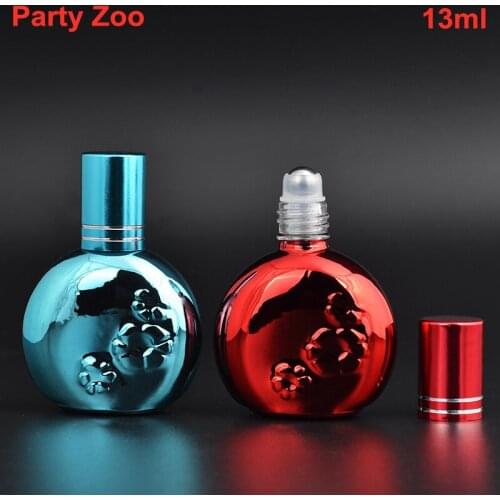 100 X 13ml Portable Blue/Red UV Glass Perfume Bottle Empty Cosmetic Containers Refillable Roller-On Essential Oil Bottles