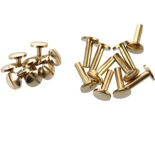 10x Arc Solid Brass Button Stud Screw Nail Screw back Leather Rivet Belt 6mm