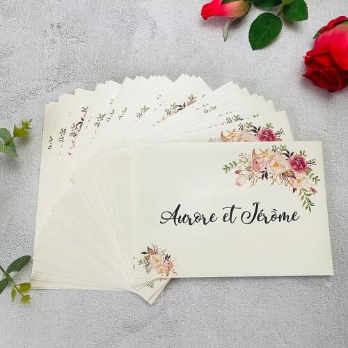 120g A7 Pearl Envelope with Personalized Flower Print 190x130mm for Wedding Invitation Return Address Bag Mailing 50pcs