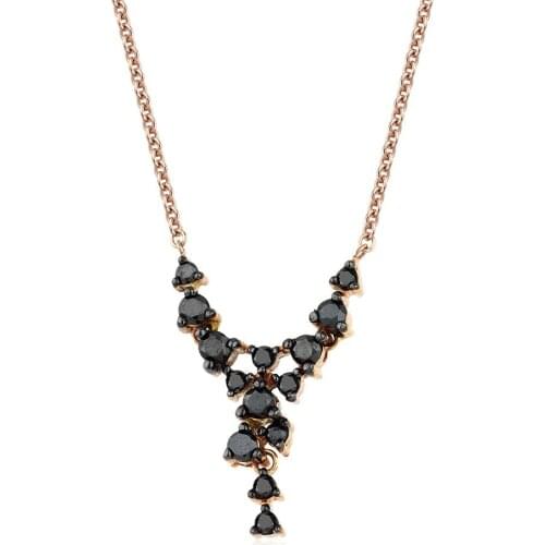14k Gold Natural Black Diamond Grape Cluster Necklace PN1983SH