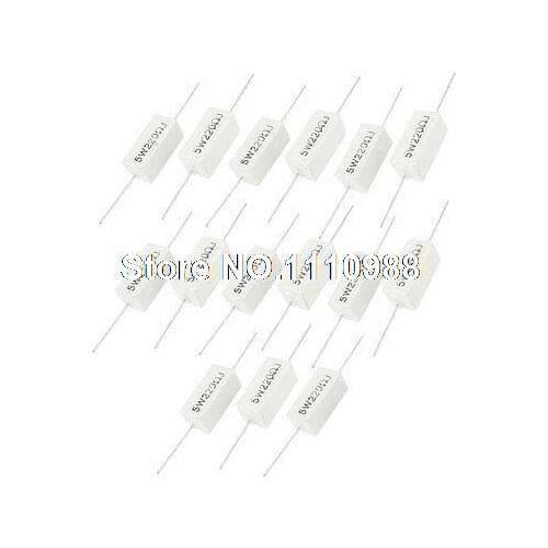 15 Pcs 220 Ohm 5W Watt Tolerance 5% Axial Cement Power Resistors
