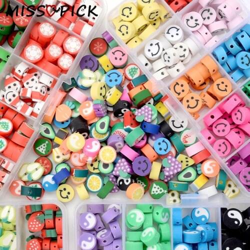 150pcs/box Fruit Smiley Polymer Clay Spacer Beads Kit Set for Jewelry Making DIY Charms Handmade Bracelet Necklace Accessories