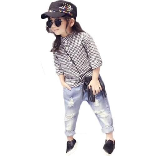 2020 New Style Kids Jeans Boys Girls Trousers Autumn Fashion Designer Children Denim Pants Casual Ripped Jeans For 2~7Years