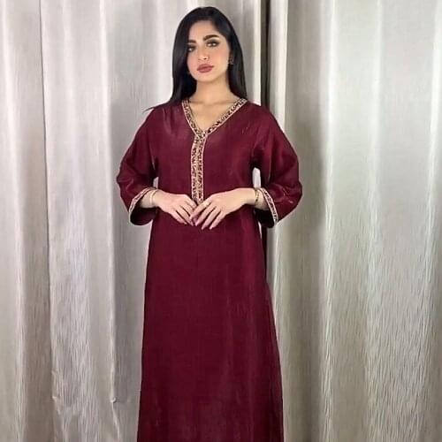 2021 Muslim Fashion Abayas For Women Turkey Caftan Marocain Vestido Femenino Dashiki African Boubou Crystal Shiny Long Dress