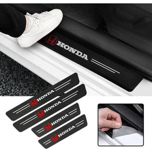 Carbon Fiber leather Car Trunk Threshold Anti-Stepping Protective Sticker For Honda Civci FIT Accord Prelude CRV 5th City CRZ CR