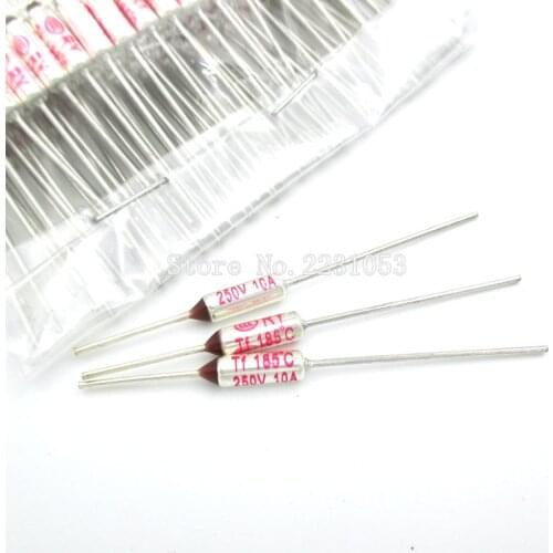 5PCS/LOT TF 185 Celsius Circuit Cut Off Thermal Fuse 250V 10A 185 Degree Temperature Thermal Fuse