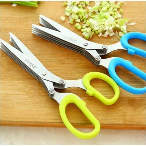 50 pcs stainless steel kitchen knives 5 layer scissors sushi shredded scallion cut herb scissors Spices scissors free DHL Fedex