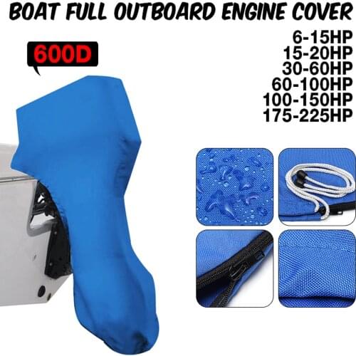 600D Boat Full Outboard Engine Cover Engine Motor Covers Protector Blue For 6-225HP Waterproof