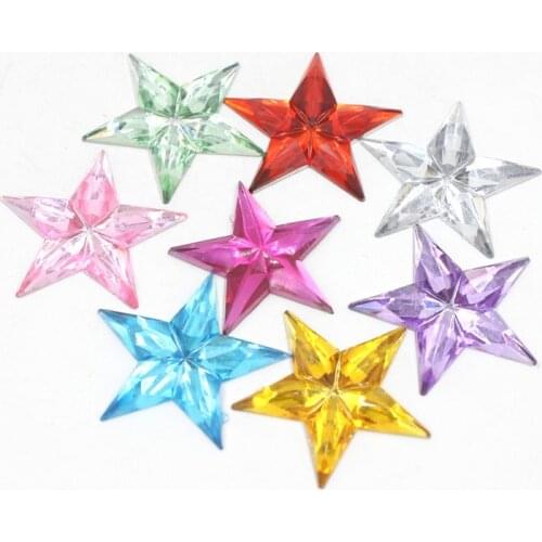 Free Shipping New Big Size 31MM 20Pcs Many Colors Five-Pointed Star Flat Back Acrylic Rhinestone For DIY Decoration
