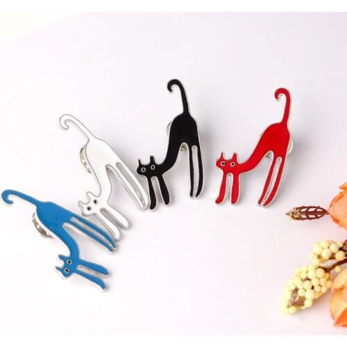 4 Color Cartoon Animals Brooches Lovely Cat Enamel Pins Men Clothes Lapel Pin Women Dress Bag Button Badges Jewelry Kids Gifts
