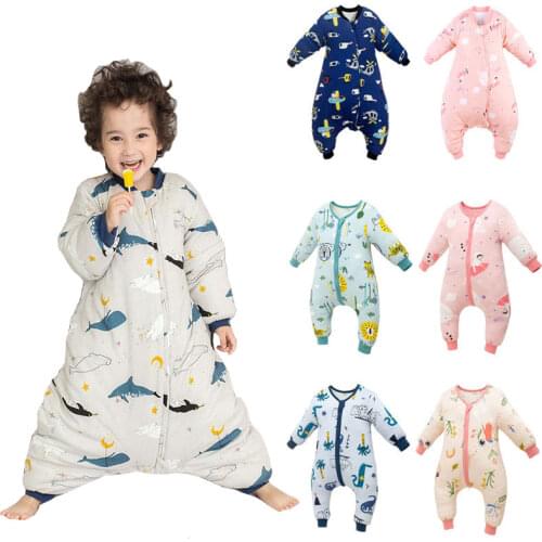 Children Zipper Fashion Sleep Sack Kids Spring Winter Split Leg Thermal Sleeping Bag With Feet Onsies Pajamas Unicorn Costume