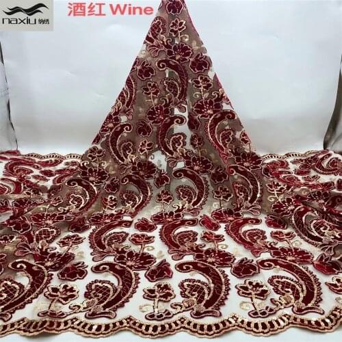 Madison Exclusive Laser Velvet African Lace Fabric 5 Yards French Net Sequin Embroidery Nigerian Celebration Tailoring Material