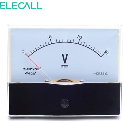 ELECALL 30V Square DC Voltage Panel Meter DC Voltmeter 44C2 Analog Power meter