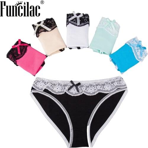 FUNCILAC Brand Sexy Women Ladies Underwear Lace Panties Seamless Panty Underpants 5pcs/lot