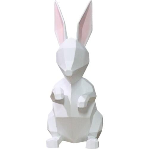GEOMETRY RABBIT ART SCULPTURE SIMULATION ANIMALS BUNNY STATUES RESIN ART&CRAFT HOME DECORATION ACCESSORIES DESKTOP DECOR R2491