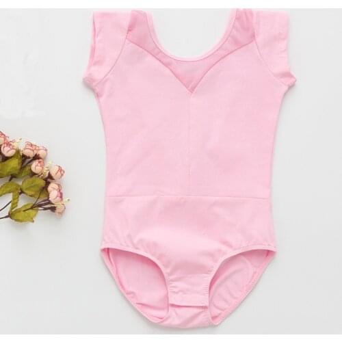 Gymnastics Leotard Ballet Dress For Girls Kids Short Sleeve Open Closed Crotch Spandex Cotton Dance Wear Dresses Bodysuit D019