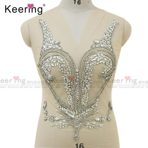 Keering New Arrival Heart-shape Beaded Crystal Mermaid Wedding Dresses Bodice Rhinestone Applique WDP-152