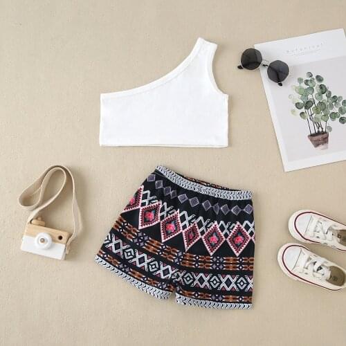 Girls' summer suit, childrens fashion, two-piece vest and shorts, childrens summer cool clothes