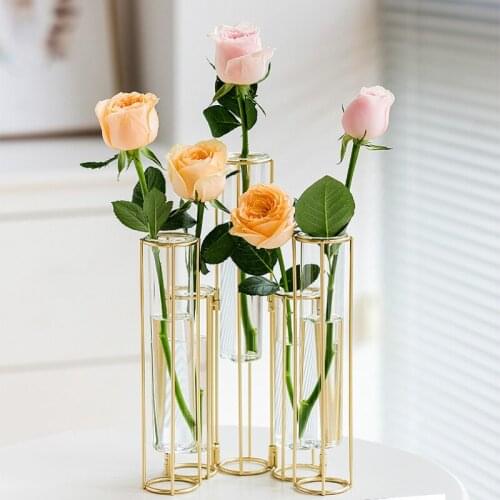 Metal Shelf Vases Modern Glass Nordic Minimalist Ornaments Art Vases Flower Arrangements Dekoracje Do Domu Desk DecorDE50HP