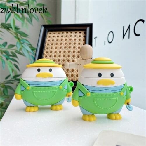 Cute Cartoon Duck Gardener 3D Case For Airpods 1 2 Pro Charging Box Soft Silicone Wireless Bluetooth Headphone Protective Cover