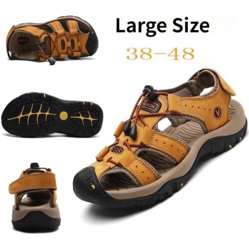 Large Size 38-48 Mens Sandals Baotou Anti-collision Outdoor Upstream Beach Shoes for Men