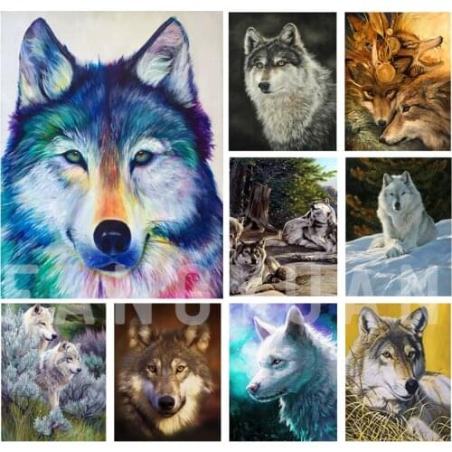 5D Diamond Painting Wolf Craft Kit Full Square Round Drill Rhinestone Diamond Embroidery Animal Mosaic Needlework Handmade Gift