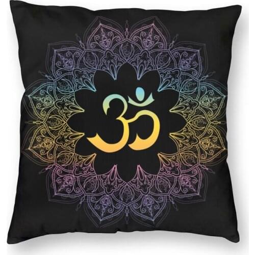 Om Symbol Cushion Cover 40x40cm Home Decorative Print Yoga Meditation Mandala Throw Pillow for Sofa Double-sided