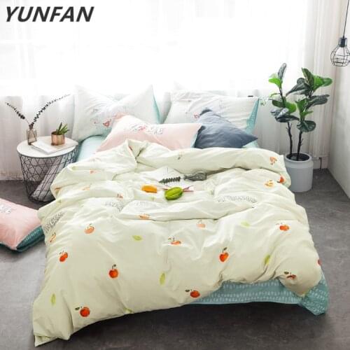 2018New simple style white fruit Bedding set 100% Cotton bed linen duvet cover pillowcase twin queen king Lovely girl bedclothes