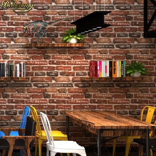 Beibehang English alphabet graffiti wallpaper living room background wall bedroom industrial retro nostalgic brick wallpaper 3D